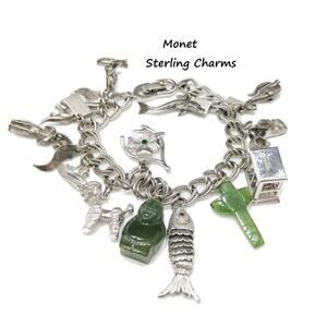 Vintage Monet Sterling Charm Bracelet 1960s Bell Trading Sun Lakes Danecraft